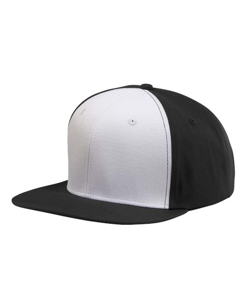 Big Accessories BA516 Flat Bill Cap #color_BLACK/ WHITE