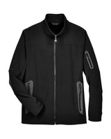 North End 88138 Men's Three-Layer Fleece Bonded Soft Shell Technical Jacket #color_BLACK