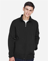 North End 88099 Men's Three-Layer Fleece Bonded Performance Soft Shell Jacket #color_BLACK