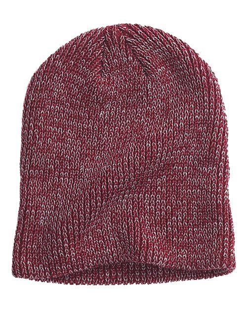 Big Accessories BA524 Ribbed Marled Beanie #color_MAROON/ GRAY