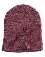 Big Accessories BA524 Ribbed Marled Beanie #color_MAROON/ GRAY
