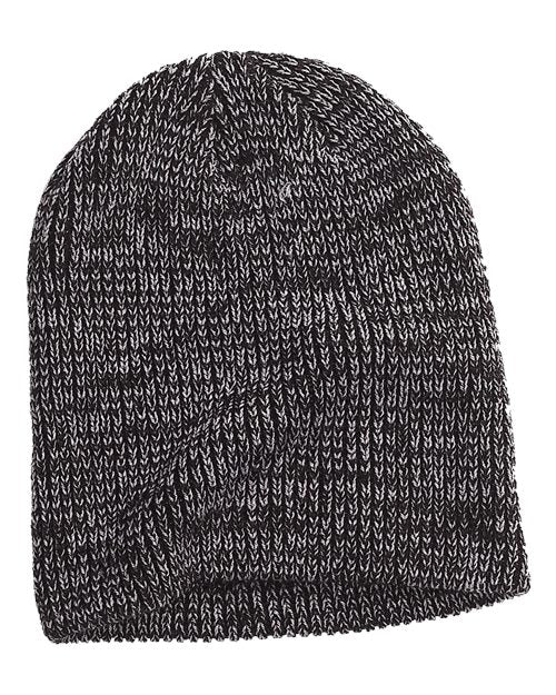 Big Accessories BA524 Ribbed Marled Beanie #color_NAVY/ GRAY