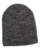 Big Accessories BA524 Ribbed Marled Beanie #color_NAVY/ GRAY