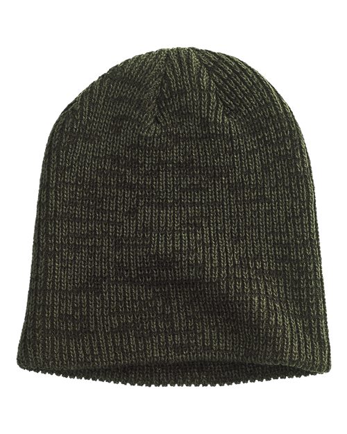 Big Accessories BA524 Ribbed Marled Beanie #color_OLIVE/ BLACK