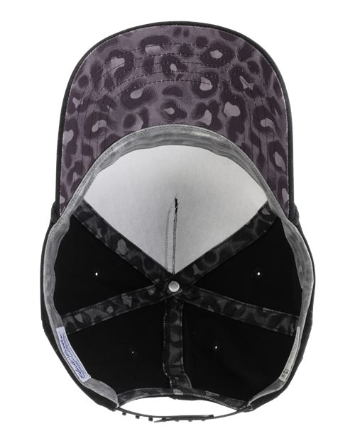 Infinity Her MAYA Women's Washed 5-Panel with Rope #color_Black/ Black Leopard