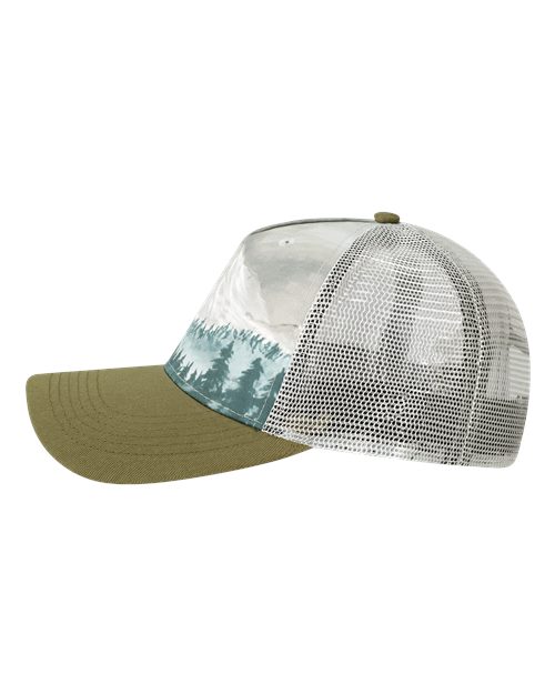 LOCALE 5PTKR Trucker Cap #color_Denali Olive Green/ Grey