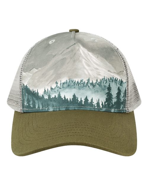LOCALE 5PTKR Trucker Cap #color_Denali Olive Green/ Grey