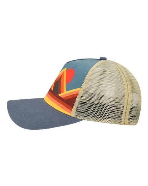 LOCALE 5PTKR Trucker Cap #color_Mountain Contours Maroon/ Slate