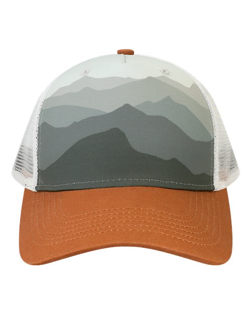 LOCALE 5PTKR Trucker Cap #color_Ranges Grey/ Dark Orange