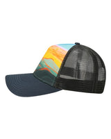 LOCALE 5PTKR Trucker Cap #color_Sunset Hills/ Teal