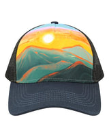 LOCALE 5PTKR Trucker Cap #color_Sunset Hills/ Teal