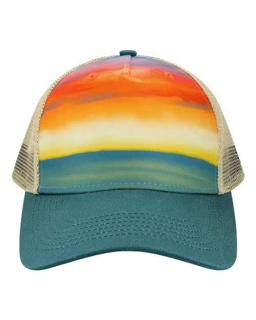 LOCALE 5PTKR Trucker Cap #color_Watercolor Sunset/ Teal