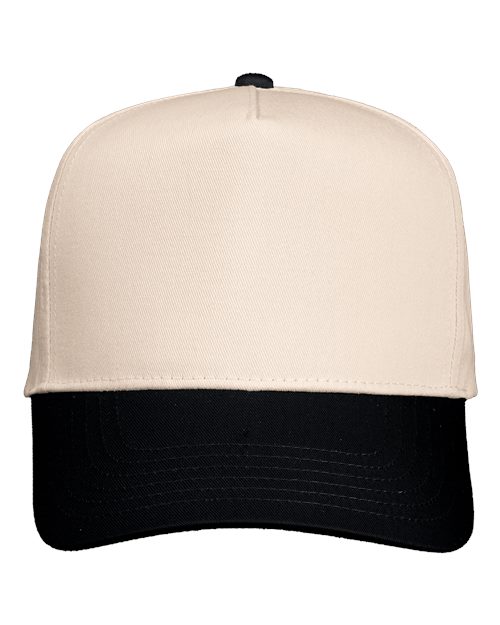 Valucap 8869 Five-Panel Twill Cap #color_Natural/ Black