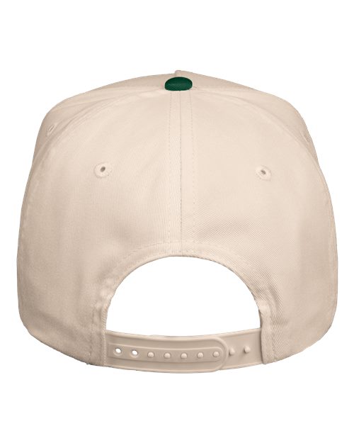 Valucap 8869 Five-Panel Twill Cap #color_Natural/ Forest Green
