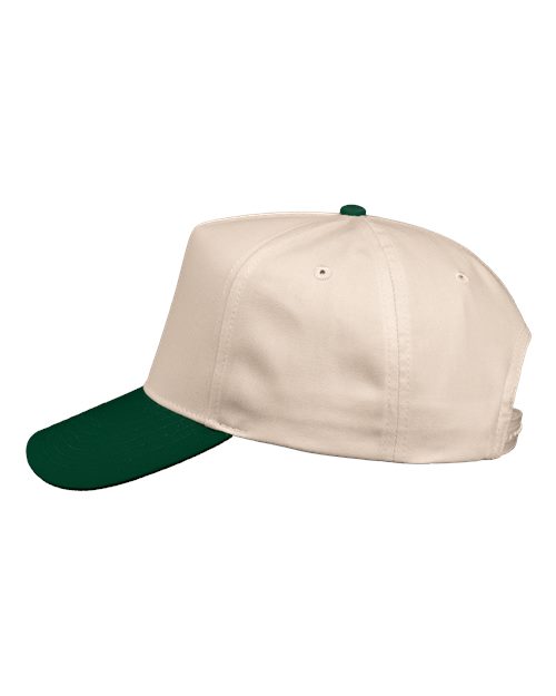 Valucap 8869 Five-Panel Twill Cap #color_Natural/ Forest Green