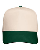 Valucap 8869 Five-Panel Twill Cap #color_Natural/ Forest Green