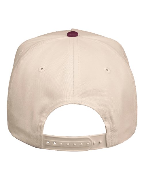 Valucap 8869 Five-Panel Twill Cap #color_Natural/ Maroon