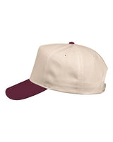 Valucap 8869 Five-Panel Twill Cap #color_Natural/ Maroon