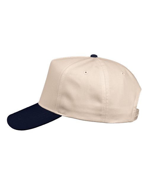 Valucap 8869 Five-Panel Twill Cap #color_Natural/ Navy