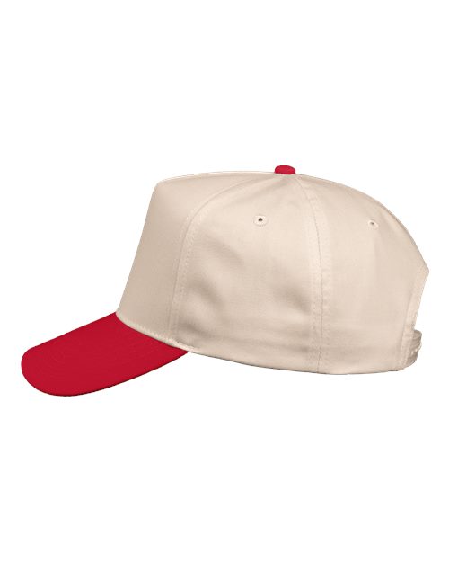 Valucap 8869 Five-Panel Twill Cap #color_Natural/ Red