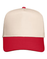 Valucap 8869 Five-Panel Twill Cap #color_Natural/ Red