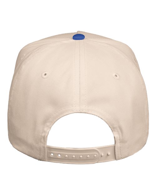 Valucap 8869 Five-Panel Twill Cap #color_Natural/ Royal