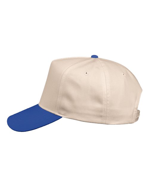 Valucap 8869 Five-Panel Twill Cap #color_Natural/ Royal