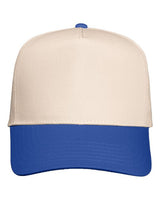 Valucap 8869 Five-Panel Twill Cap #color_Natural/ Royal