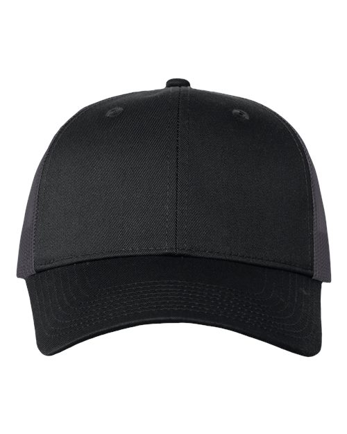 Valucap VC400 Mesh-Back Twill Trucker Cap #color_Black/ Charcoal