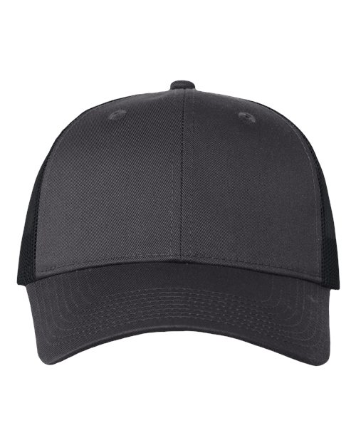 Valucap VC400 Mesh-Back Twill Trucker Cap #color_Charcoal/ Black