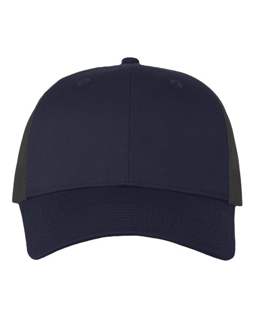 Valucap VC400 Mesh-Back Twill Trucker Cap #color_Navy/ Charcoal