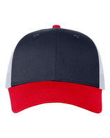 Valucap VC400 Mesh-Back Twill Trucker Cap #color_Navy/ White/ Red