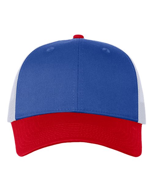 Valucap VC400 Mesh-Back Twill Trucker Cap #color_Royal/ White/ Red
