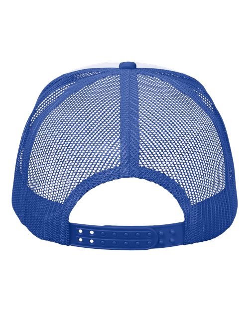 Valucap VC700 Foam Mesh-Back Trucker Cap #color_White/ Royal/ Red
