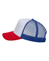 Valucap VC700 Foam Mesh-Back Trucker Cap #color_White/ Royal/ Red