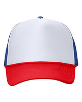 Valucap VC700 Foam Mesh-Back Trucker Cap #color_White/ Royal/ Red
