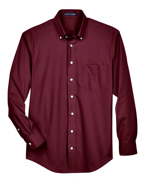 Devon & Jones D620 Men's Crown Woven Collection Solid Broadcloth #color_BURGUNDY