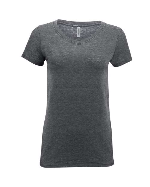 Threadfast Apparel 208B Ladies' Vintage Dye Short-Sleeve V-Neck T-Shirt #color_VINTAGE CHARCOAL