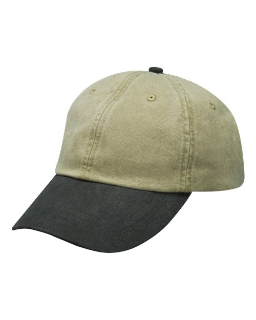 Adams AD969 Optimum Pigment Dyed-Cap #color_KHAKI/ BLACK