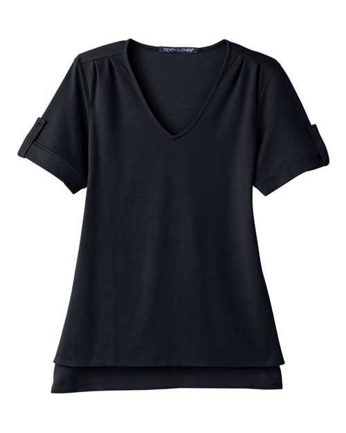 Devon & Jones DG20WB Ladies' CrownLux Performance Plaited Rolled-Sleeve Top #color_BLACK