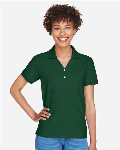 Devon & Jones D100W Ladies' Pima Piqu Y-Collar Polo #color_FOREST