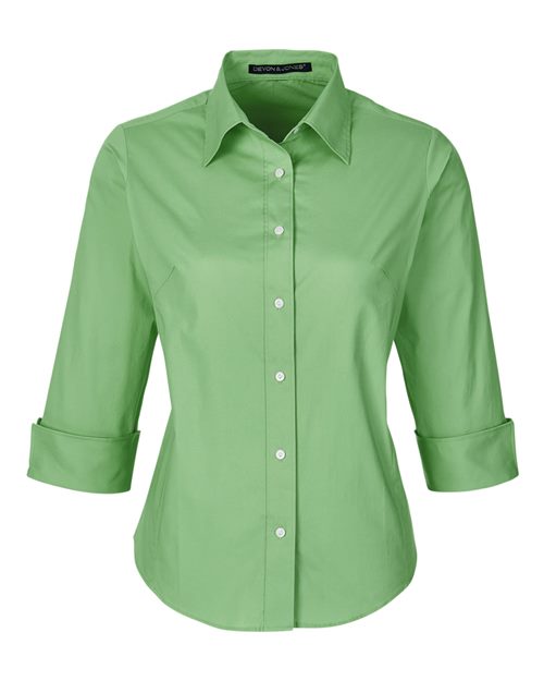 Devon & Jones DP625W Ladies' Perfect Fit 3/4-Sleeve Stretch Poplin Blouse #color_LIME