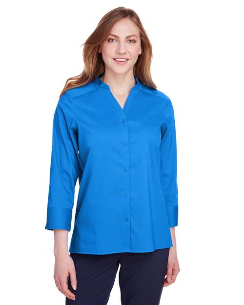 Devon & Jones DG560W Ladies' Crown  Collection Stretch Broadcloth 3/4 Sleeve Blouse #color_FRENCH BLUE