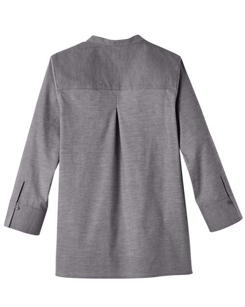 Devon & Jones DG562W Ladies' Crown Collection Stretch Pinpoint Chambray 3/4 Sleeve Blouse #color_GRAPHITE