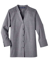 Devon & Jones DG562W Ladies' Crown Collection Stretch Pinpoint Chambray 3/4 Sleeve Blouse #color_GRAPHITE