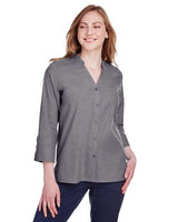 Devon & Jones DG562W Ladies' Crown Collection Stretch Pinpoint Chambray 3/4 Sleeve Blouse #color_GRAPHITE