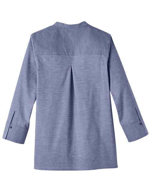 Devon & Jones DG562W Ladies' Crown Collection Stretch Pinpoint Chambray 3/4 Sleeve Blouse #color_NAVY
