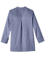 Devon & Jones DG562W Ladies' Crown Collection Stretch Pinpoint Chambray 3/4 Sleeve Blouse #color_NAVY