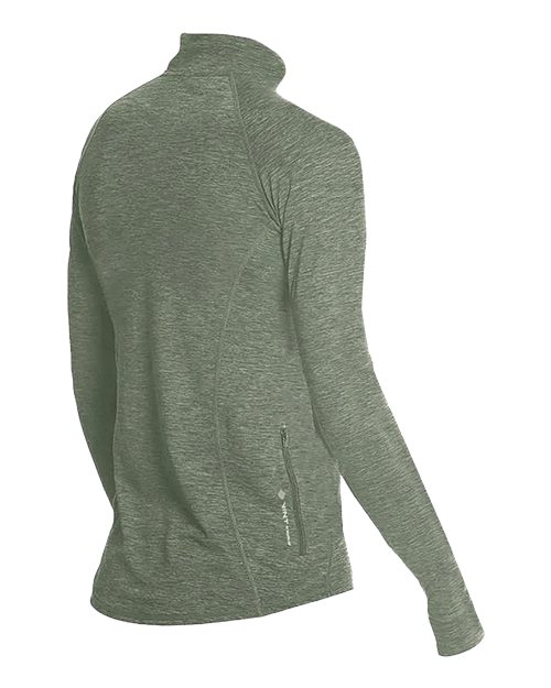 ANETIK WSFLTL0 Women's Flight Tech Quarter-Zip #color_Dark Olive Heathered