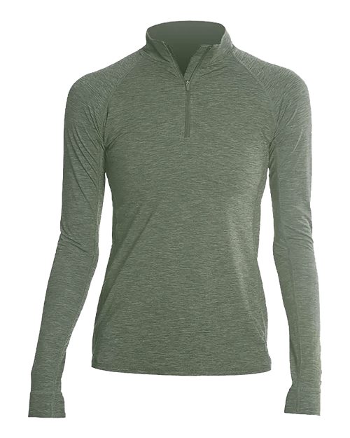 ANETIK WSFLTL0 Women's Flight Tech Quarter-Zip #color_Dark Olive Heathered